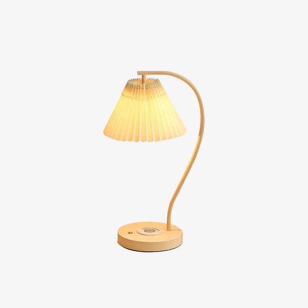 Cream Pleated Bedroom Table Lamp