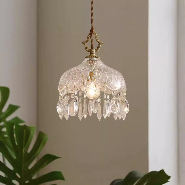 Copper Vintage Crystal Glass Chandelier
