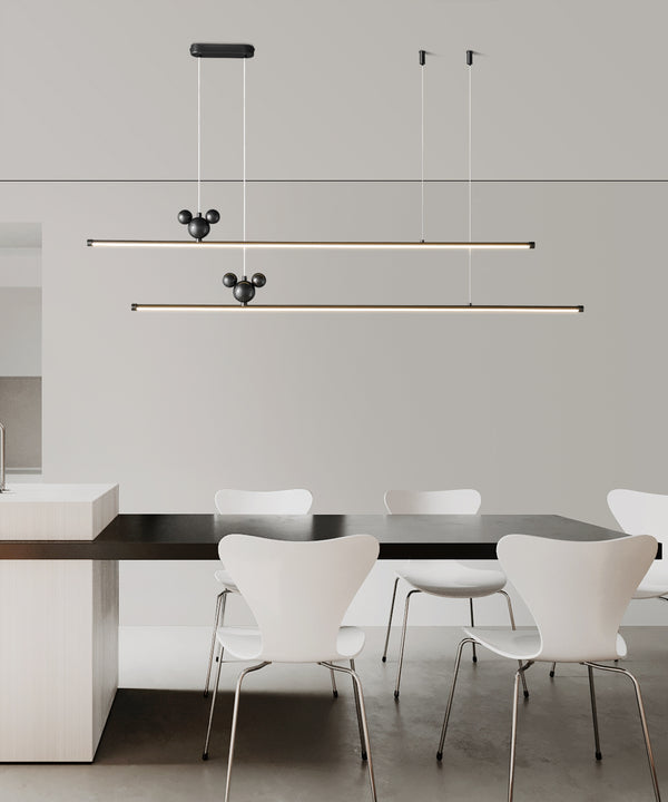 All-copper minimalist long strip restaurant chandelier