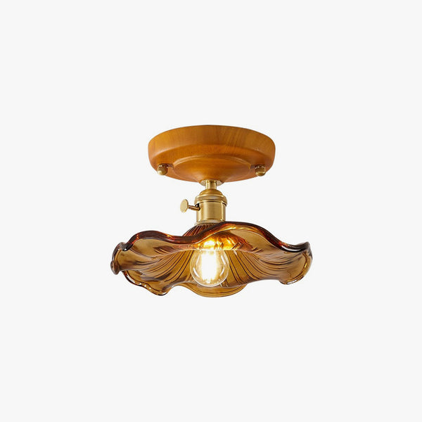 American retro solid wood glass corridor ceiling lamp