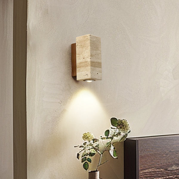 Gelbe Nachttisch-Wandlampe aus Travertin