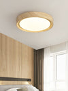 Einfache runde Deckenlampe für Schlafzimmer mit Holzmaserung