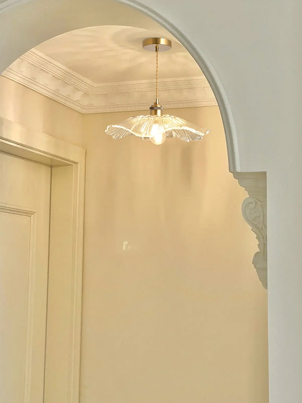 Lustre créatif en verre en forme de feuille de lotus