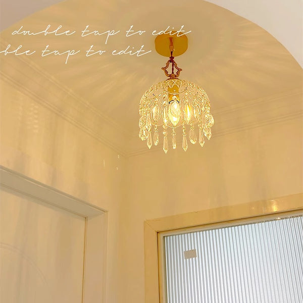 Copper Vintage Crystal Glass Chandelier