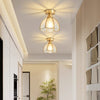 American retro copper color glass entrance corridor ceiling lamp