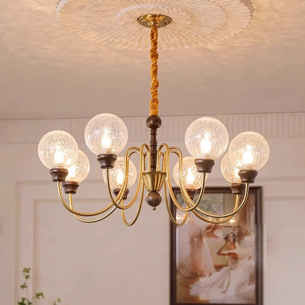 Amerikanischer Retro-Kronleuchter aus Massivholz für das Wohnzimmer