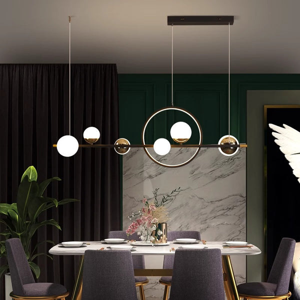 Nordic LED long strip magic bean restaurant chandelier