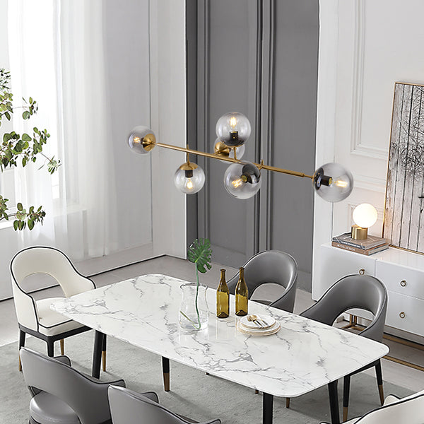 Long lustre de salle à manger en verre en forme de haricot magique