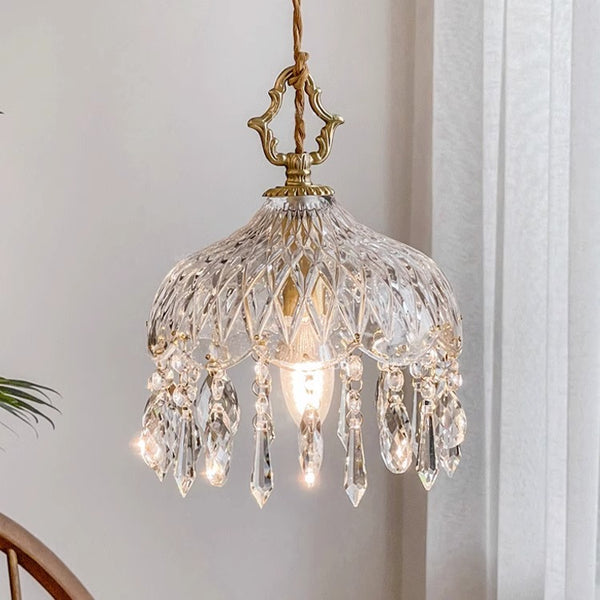 Copper Vintage Crystal Glass Chandelier