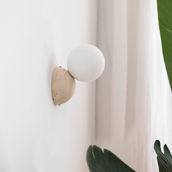 Wabi-sabi style yellow travertine bedroom bedside corridor wall lamp