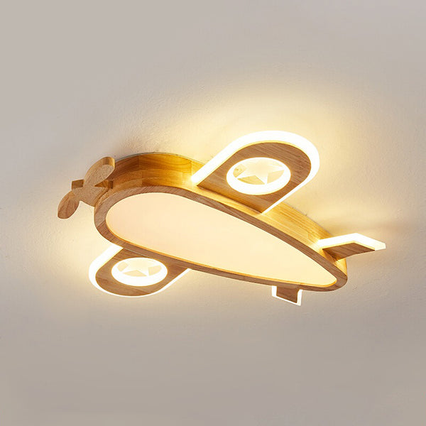 Flugzeug-Deckenlampe aus Massivholz