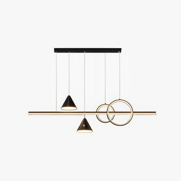 Lustre de restaurant à longue bande géométrique créative minimaliste
