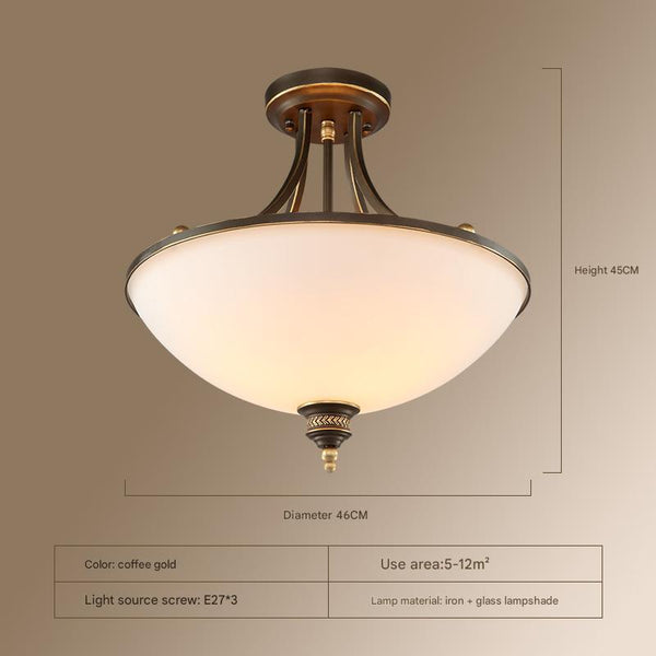 Simple retro American style iron bedroom ceiling lamp
