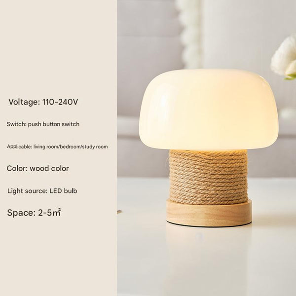 Cremefarbene Tischlampe im Pilz-Stil