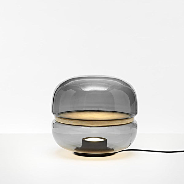 Round glass cloud stone bedside table lamp