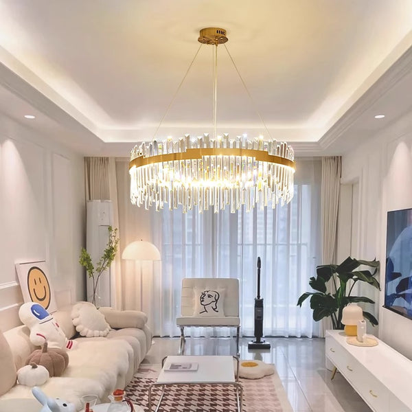French light luxury LED living room crystal chandelier