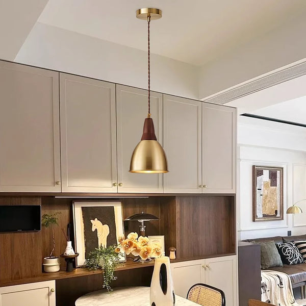 All copper walnut dining chandelier