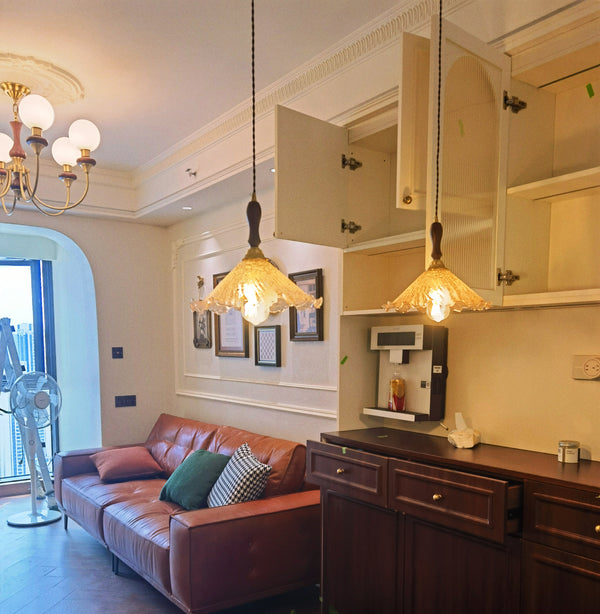 Retro tea-colored glass dining room bedroom chandelier
