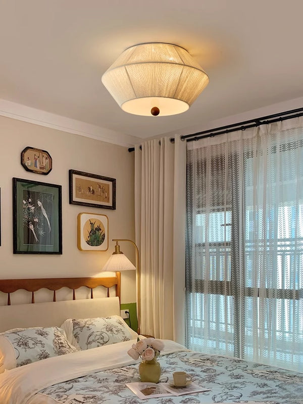 Japanese style wabi-sabi style hemp rope woven bedroom ceiling lamp