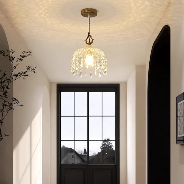 Copper Vintage Crystal Glass Chandelier