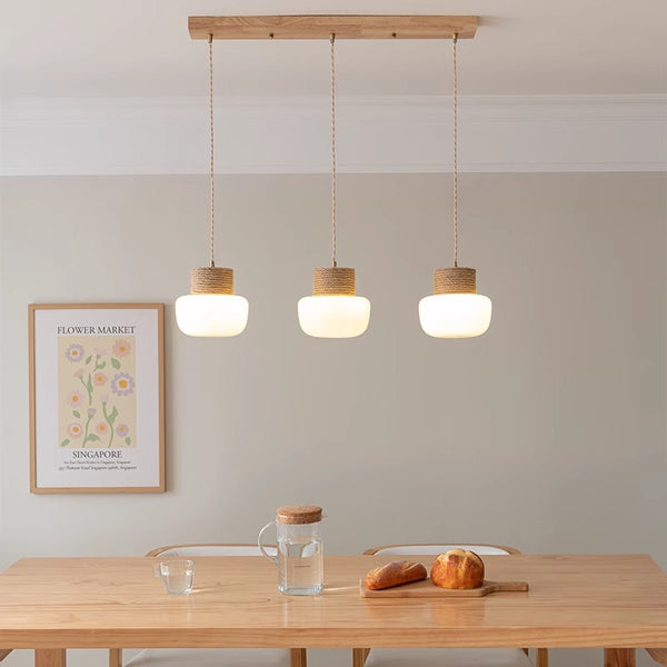 Lampe à suspension de salle à manger de style japonais de couleur crème