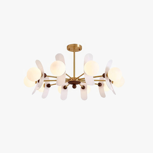 Vintage Walnut Bedroom Living Room Glass Chandelier