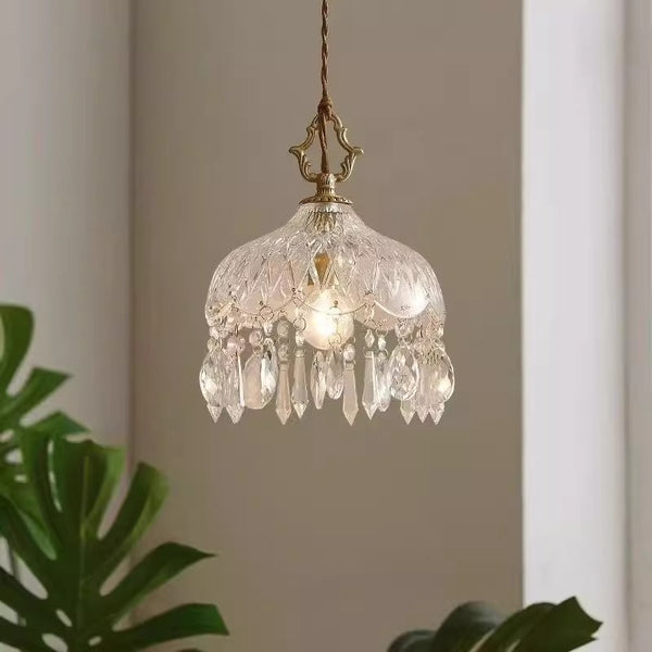 Copper Vintage Crystal Glass Chandelier