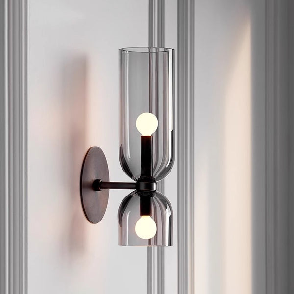 Nordic creative double head glass bedroom corridor wall lamp