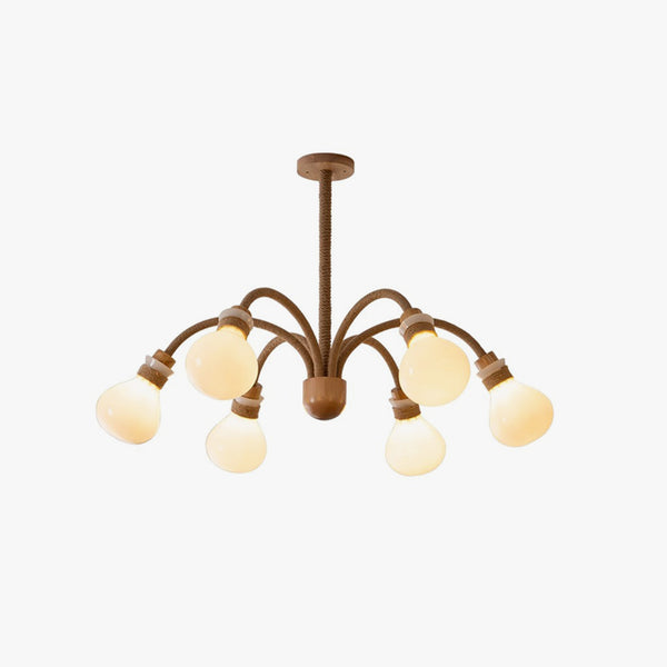 Japanese style solid wood glass bedroom chandelier