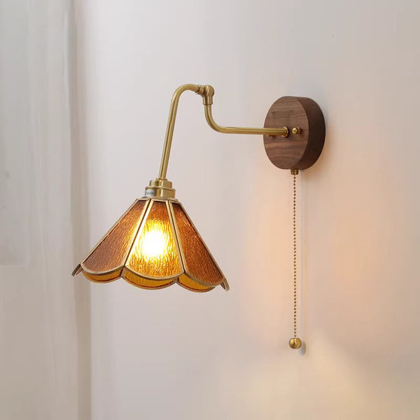 Medieval style glass bedroom bedside wall lamp