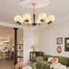 French solid wood fabric chandelier