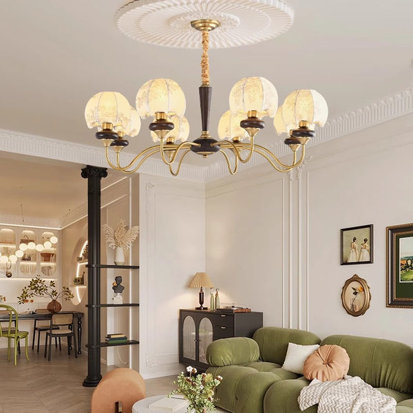 French solid wood fabric chandelier