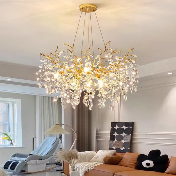 French creative branch crystal living room and dining room chandelier