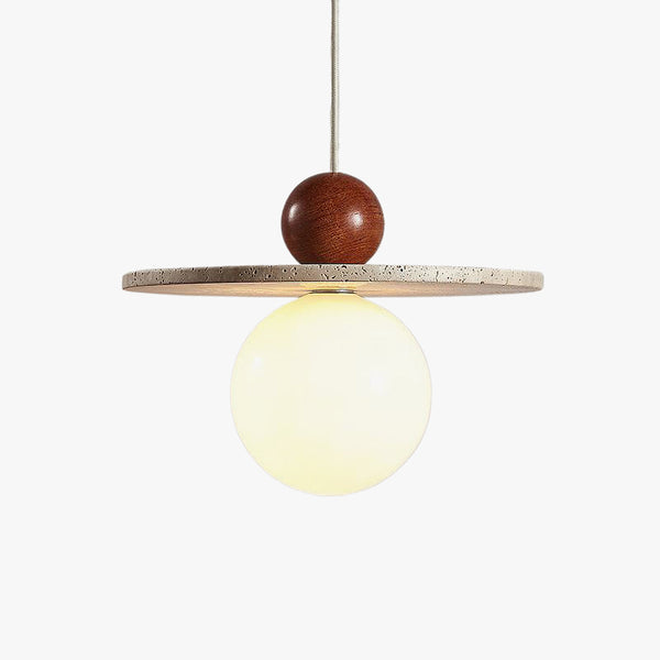 Lustre en travertin jaune français de style Wabi-sabi