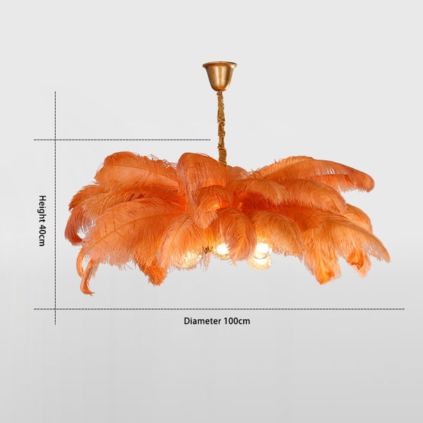 Creative personality all-copper ostrich feather chandelier