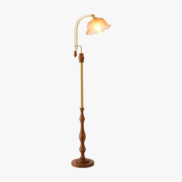 French vintage walnut floor lamp