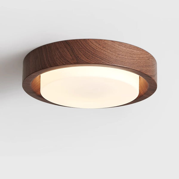 Medieval style wood grain glass bedroom ceiling lamp