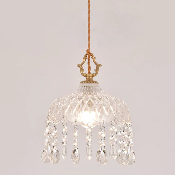 Copper Vintage Crystal Glass Chandelier