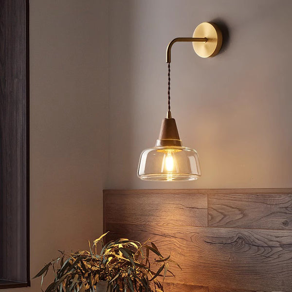 Wandlampe aus Massivholz im japanischen Stil komplett aus Kupfer