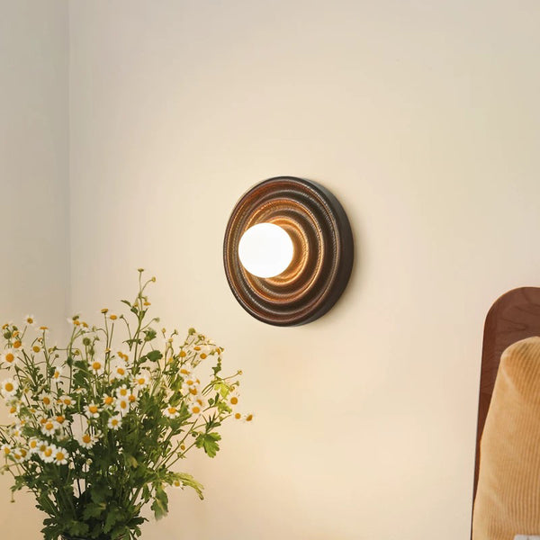 Wandlampe aus Massivholz im japanischen Stil mit Wasserkräuselungen