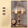 Retro full copper glass bedroom living room study table lamp