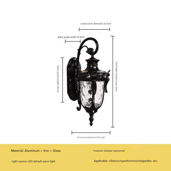 Retro outdoor waterproof villa door balcony corridor wall lamp