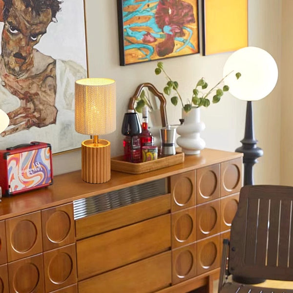 Schlafzimmer-Tischlampe aus Massivholz im japanischen Stil