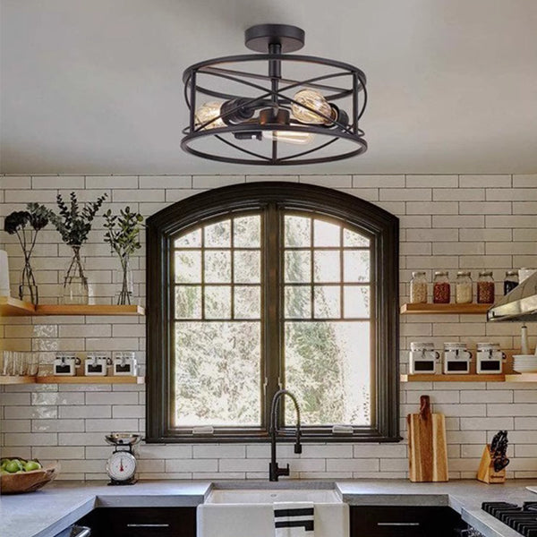 American retro bedroom corridor iron ceiling lamp