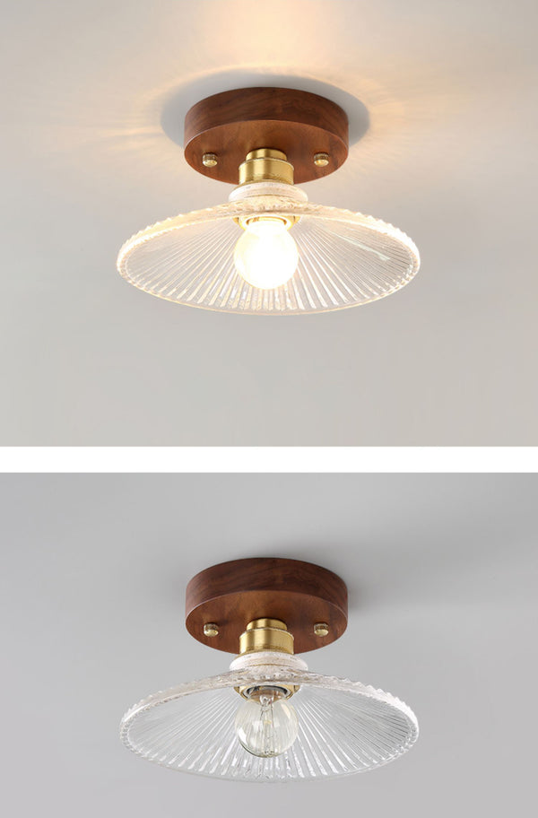 Deckenlampe aus Walnussglas im mittelalterlichen Stil