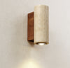Gelbe Nachttisch-Wandlampe aus Travertin