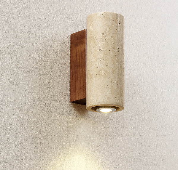 Gelbe Nachttisch-Wandlampe aus Travertin