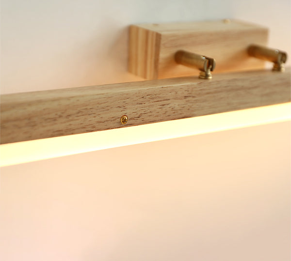 Applique murale LED en bois massif avec miroir