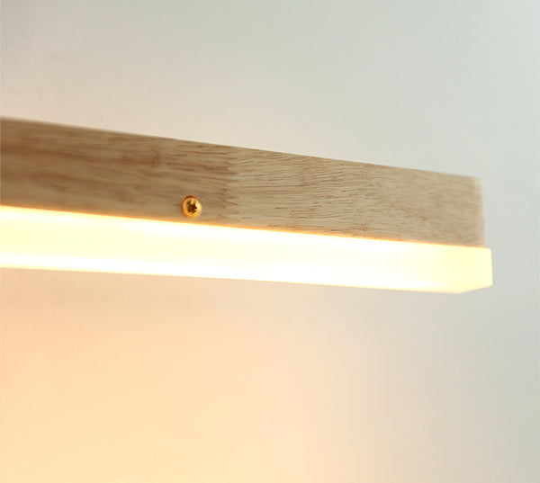 Applique murale LED en bois massif avec miroir