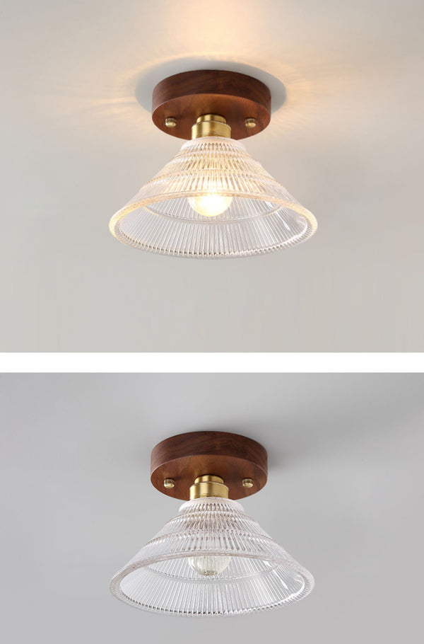 Deckenlampe aus Walnussglas im mittelalterlichen Stil